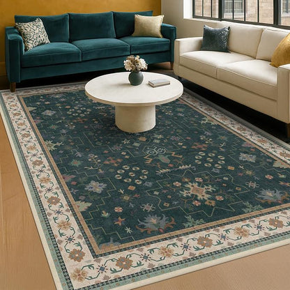 Vintage Dark Green 6x8 Dining Room Rugs by HazoHaus