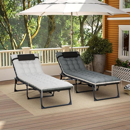 Outsunny Chaise Lounge Chair Outdoor Set of 2, 5-Position Adjustable Outdoor - Image 9