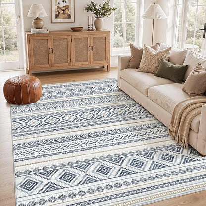 cotiled 6x9 Area Rugs for Living Room: Boho Washable Rug for Dining Room | by COTILED