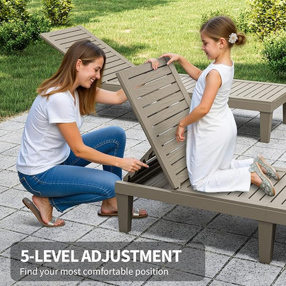 Outdoor Chaise Lounge Chairs Set of 4, 5-Position Adjustable Tanning Lounge - Image 7