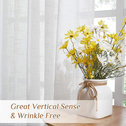 NICETOWN White Faux Linen Sliding Door Curtains 90 inches Long, Rod Pocket & - Image 4
