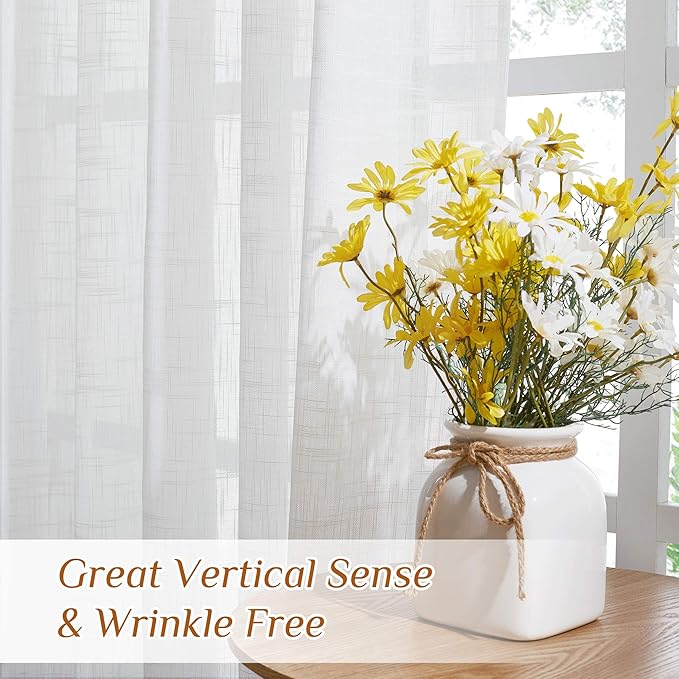 NICETOWN White Sheer Linen Curtains - Image 5