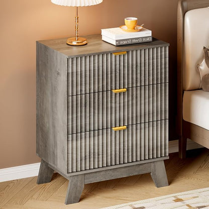 BORNOON Fluted 3 Drawer Dresser, 30.3" Tall Compact Modern Boho Chest of Drawers - Image 5