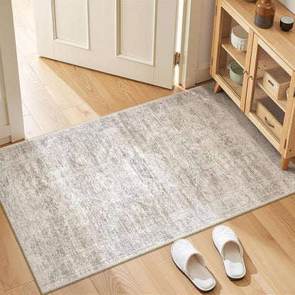 2x4 Rug Runners for Hallways Non Slip, Taupe | Washable Rugs for Kitchen - Image 3