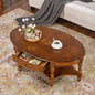 LEEMTORIG Oval Coffee Table for Living Room, Solid Wood Table by LEEMTORIG