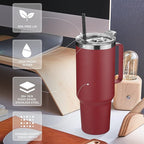 HASLE OUTFITTERS 40 oz Stainless Steel Tumbler with Handle, Vacuum Insulated Tumblers Bulk, Reusable Double Wall Travel Coffee Mug, Durable Powder Coated Water Bottles(Wine Red, 4)
