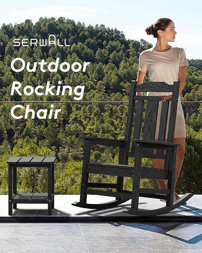 SERWALL Oversized Rocking Chair, HDPE Outdoor Rocking Chairs Set of 4, Patio - Image 6