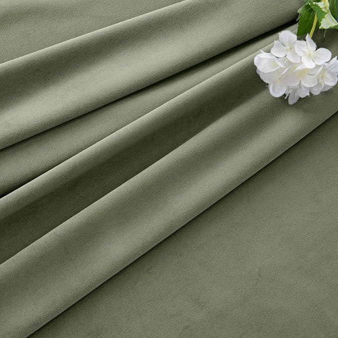 MIULEE Velvet Curtains 50W x 84L 2 Panels Sage Green Blackout Curtains | Luxury - Image 7