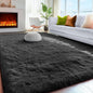 4x6 Ft Fluffy Bedroom Rugs Black Neutral Living Room Area Rug Shaggy Carpet | by PAGISOFE