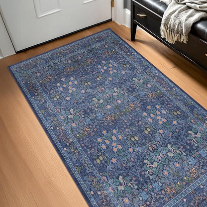 Vintage Dark Blue 4x6 Area Rugs - Image 6