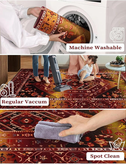 SERISSA 2x5 Washable Non Slip Boho Runner Rug - Image 3