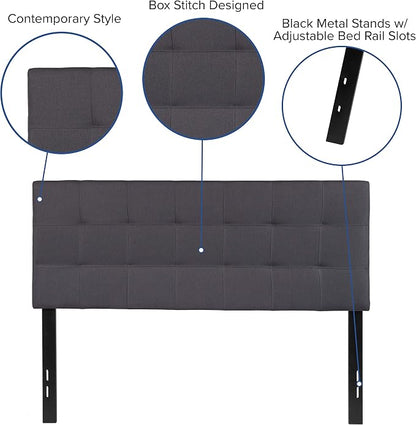 Flash Furniture Bedford Tufted Upholstered Full Size Headboard in Dark Gray - Image 5