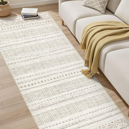 cotiled Hallway 3x10 Runner Rugs Washable Boho Rug Brown Cream | Solve Modern - Image 7