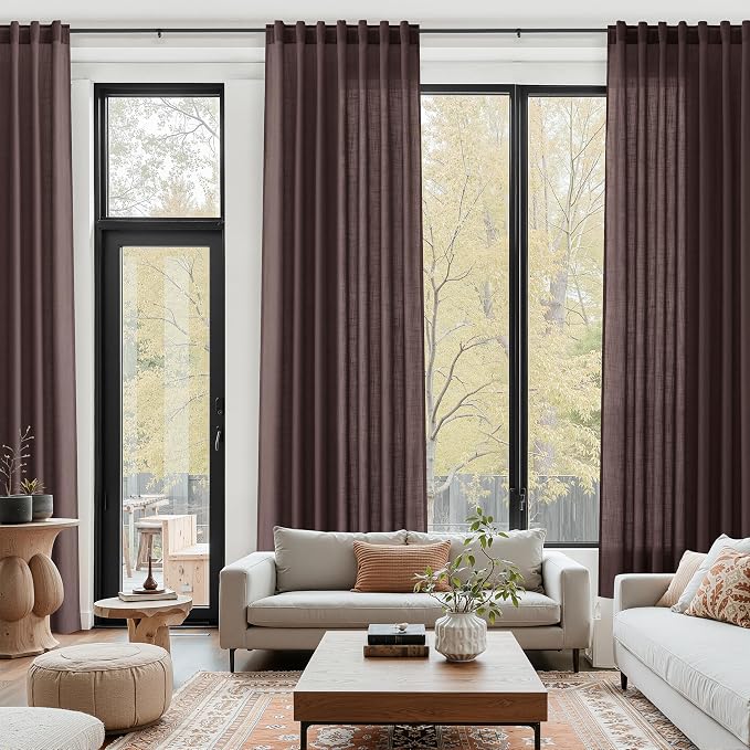 Coffee Brown Linen Curtains 80 Inch Length - Image 6