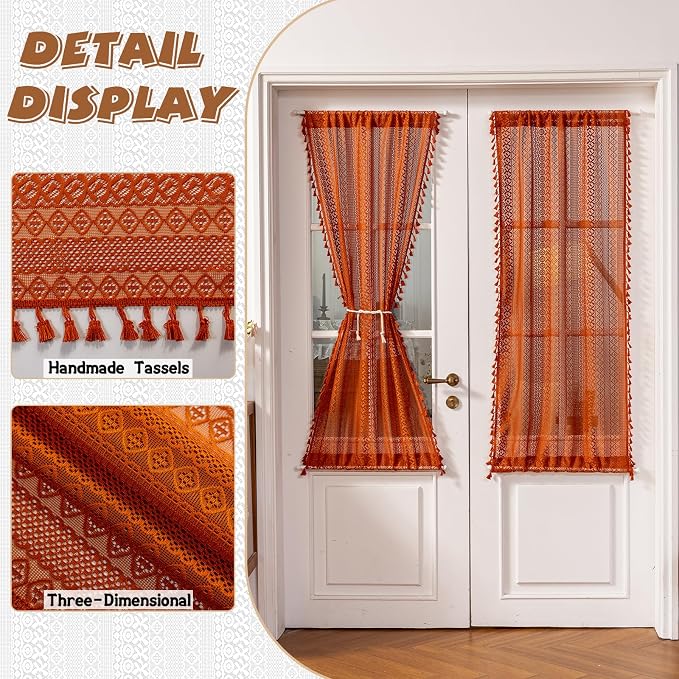Sutuo Home Terracotta French Door Curtains 72 Inches Long - Image 3