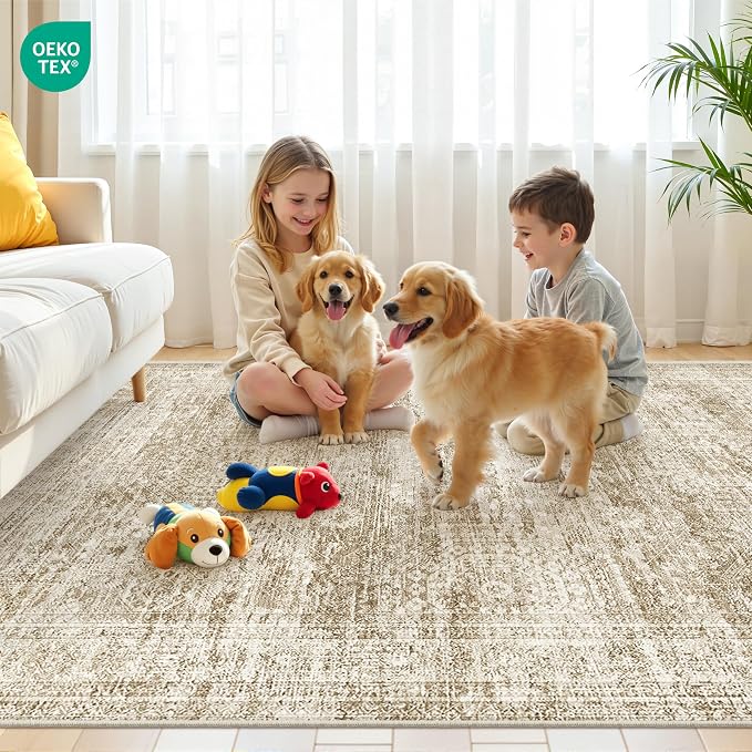 5x7 Area Rugs for Living Room, Large Washable Rug, Dining Room, Low Pile - Image 9
