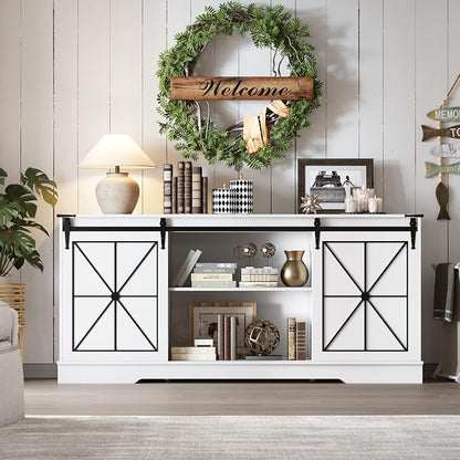 Farmhouse TV Stand for 65/60/55 Inch Tvs, Modern Entertainment Center - Image 6