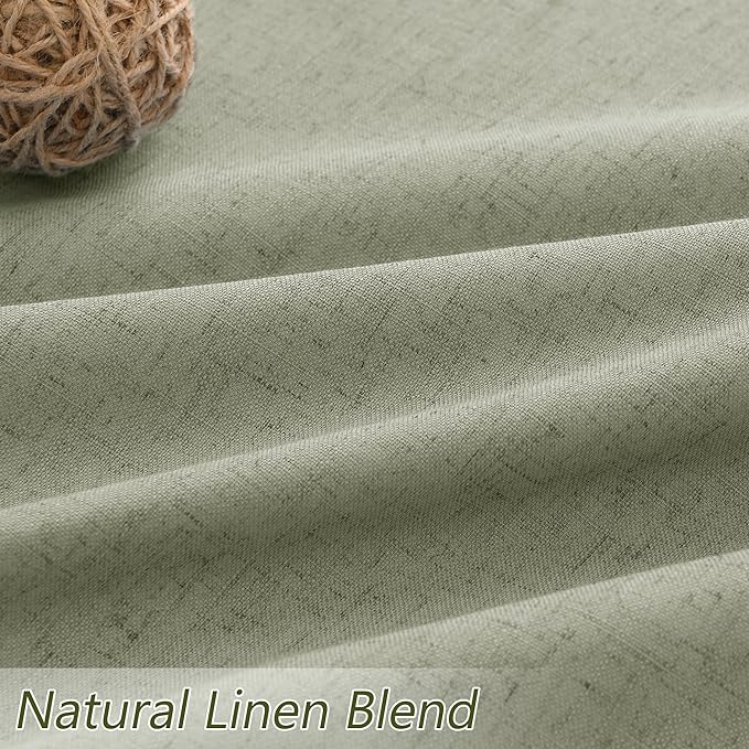 Sage Green 100% Blackout Linen Curtains 86 Inch Length 2 Panels Set - Image 3