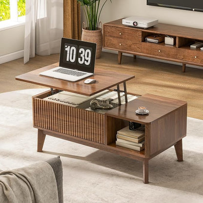 LYNCOHOME Fluted Lift Top Coffee Table - Image 6