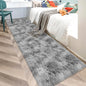 Super Soft Fluffy Living Room Area Rug 2x10 ft Tie-Dyed Light Grey Shaggy Furry by JiaoBaba
