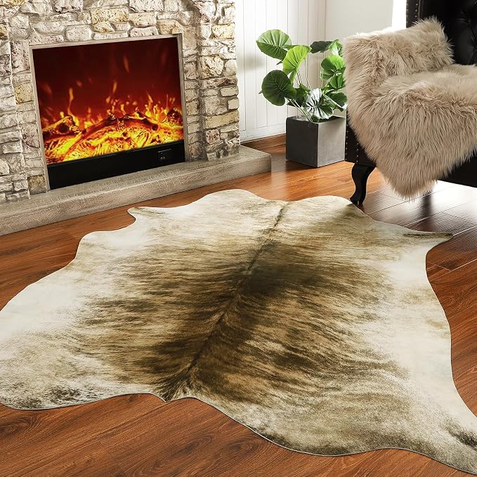 Western Faux Cowhide Rug, Animal Cow Hide Rug, 3 x 4 Ft Brownish | Premium - Image 4