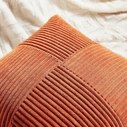Fancy Homi Set of 2 Burnt Orange Lumbar Decorative Throw Pillow Covers 12x20 - Image 3
