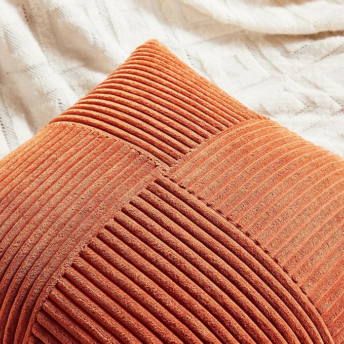 Fancy Homi Set of 2 Burnt Orange Long Lumbar Decorative Throw Pillow Covers - Image 3