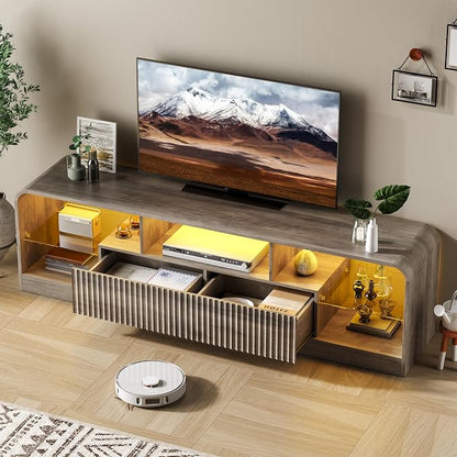 TV Stand for 60/65/70 Inch TVs, Modern Curved TV Console - Image 5