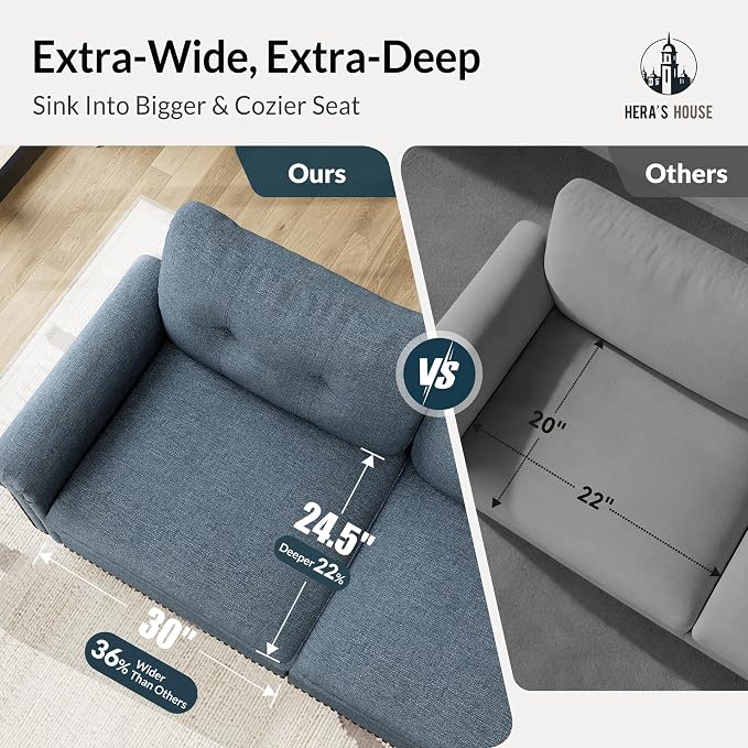 HERA'S HOUSE Mid-Century Modern Couch, Oversized Sectional Couch - Image 3