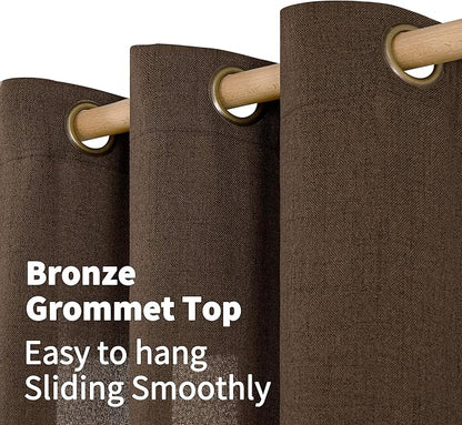YoungsTex Brown Linen Curtains 40 Inch Length, Short Drapes Light Filtering - Image 3