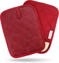 AVACRAFT Red Pot Holders Set, Flexible, 100% Cotton with Non-Slip Heat Resistant Silicone Design, Thick Terry Cloth Interior, Hot Pads, 500 F Heat Resistant Kitchen Mitts (Red Pot Holder)