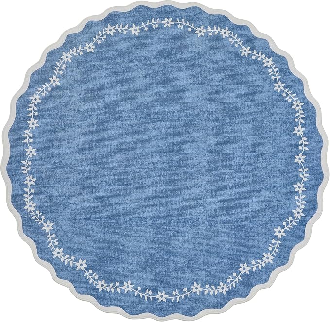 GarveeHome Round Rugs 6ft Scalloped Washable Circle Rug - Image 4