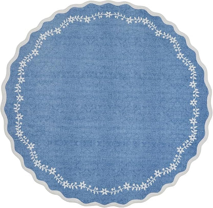 GarveeHome Round Area Rug 5ft Scalloped Washable Circle Rug - Image 4