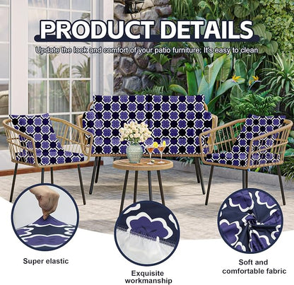 8Pcs Patio Cushion Covers, Outdoor Stretch Cushion Covers, Washable | Stretch - Image 3