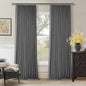 Dark Grey Pleated Thick Linen Blackout Curtains 108 Inches Long by Twodrapes