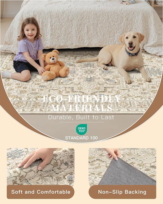 Madane Hallway Runner Rug 2'6''x10' Kitchen Runners Vintage, Soft Low Pile - Image 5