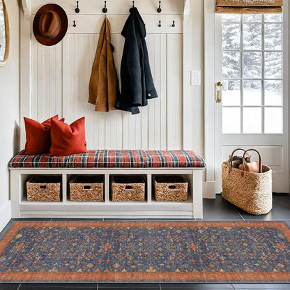 Navy Blue Washable Hallway Runner Rug 2x10 Non Slip Rugs - Image 9
