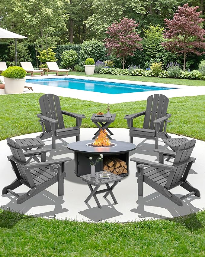 SERWALL Small Folding Side Table, HDPE Outdoor End Table - Image 11