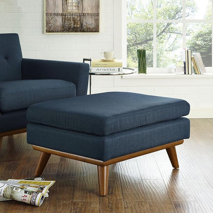 Modway Engage Mid-Century Modern Upholstered Fabric Ottoman in Azure - Image 2