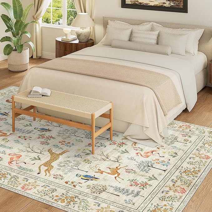 DUKINO 9x12 Area Rug for Living Room, Washable Animal Rug Non Slip, Non-Shedding - Image 4