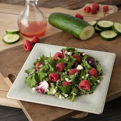 Carlisle FoodService Products Grove Reusable Plastic Plate Square Plate with Rim for Home and Restaurant, Melamine, 8.5 Inches, Buff, (Pack of 12)