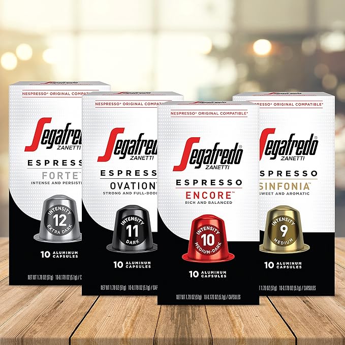 Segafredo Zanetti Espresso Capsules, Variety Pack, Compatible with Nespresso Original Machines, 40 Count Aluminum Pods (Pack of 1)