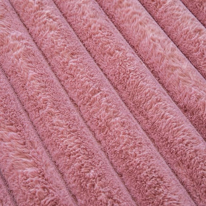 Dusty Rose Rabbit Striped Plush Rug 2'x3', Fluffy Shaggy Area Rug - Image 6