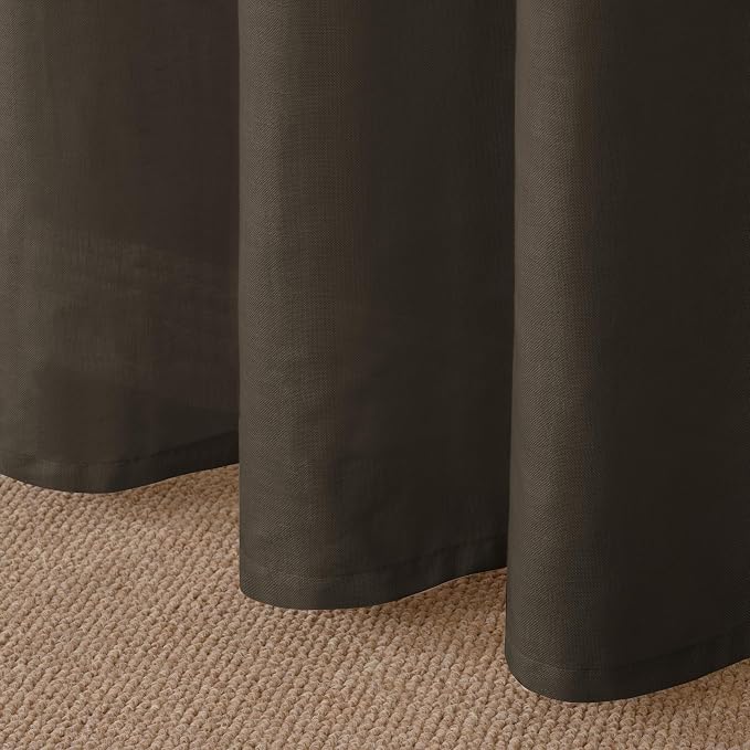YoungsTex Brown Linen Semi Sheer Curtains 80 Inches Long - Image 7