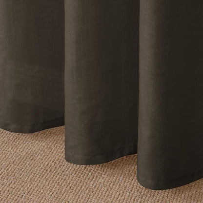 YoungsTex Brown Linen Semi Sheer Curtains 90 Inches Length - Image 9