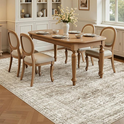 Soalmost 5x8 Area Rugs Brown Low Pile Washable Trendy Faded Style Rug | Vintage - Image 4