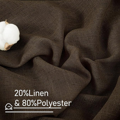 Linen Curtains 63 Inch Length 2 Panels, Chocolate Linen Textured Light - Image 3
