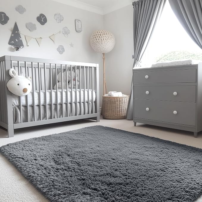 OLANLY 4x4 Machine Washable Accent Rug, Soft Fluffy Shaggy Area Rug - Image 5