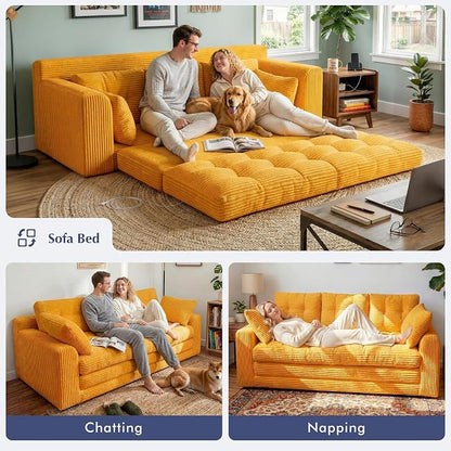 Homkdom 3 Seater Convertible Folding Sofa Bed, Pull Out Sleeper Sofa - Image 4