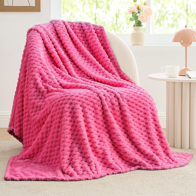 BEDELITE Hot Pink Twin Blanket for Couch, Soft Cozy Gifts for Women, 60*80 | 3D by BEDELITE